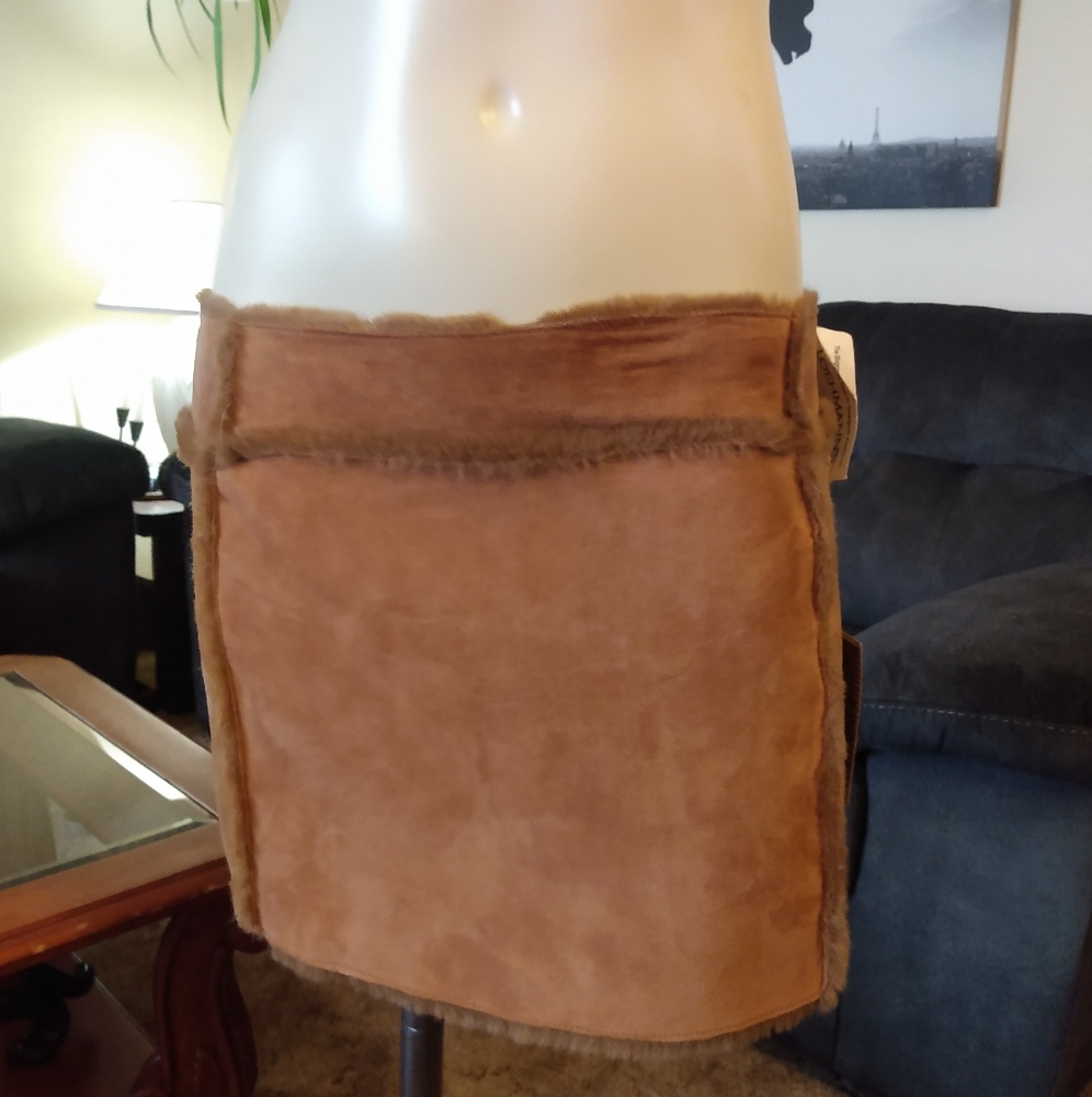 Ugg Leather Faux Fur Lined Skirt Mini Winter